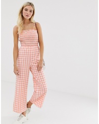 Combinaison pantalon à carreaux rose