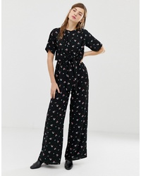 Combinaison pantalon à fleurs noire Glamorous