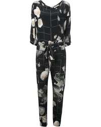 Combinaison pantalon à fleurs noire Humanoid