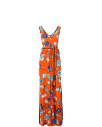 Combinaison pantalon à fleurs orange Dvf Diane Von Furstenberg