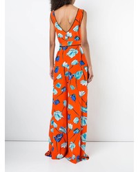 Combinaison pantalon à fleurs orange Dvf Diane Von Furstenberg