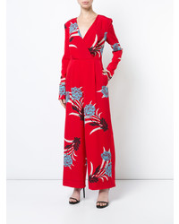 Combinaison pantalon à fleurs rouge Dvf Diane Von Furstenberg