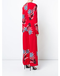 Combinaison pantalon à fleurs rouge Dvf Diane Von Furstenberg