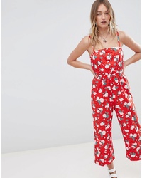 Combinaison pantalon à fleurs rouge Monki