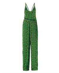 Combinaison pantalon à fleurs verte