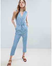 Combinaison pantalon en chambray bleu clair