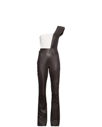 Combinaison pantalon en cuir noire et blanche