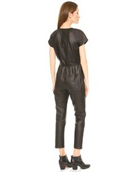 Combinaison pantalon en cuir noire Rachel Comey