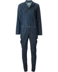 Combinaison pantalon en denim bleu marine 6397