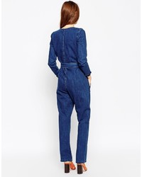 Combinaison pantalon en denim bleu marine Asos