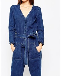 Combinaison pantalon en denim bleu marine Asos