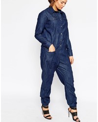 Combinaison pantalon en denim bleu marine Asos