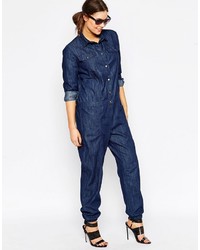 Combinaison pantalon en denim bleu marine Asos