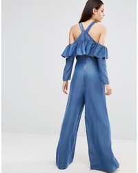 Combinaison pantalon en denim bleue Asos