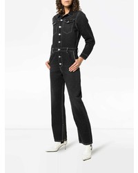 Combinaison pantalon en denim noire Ganni