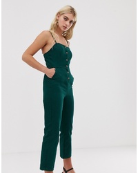 Combinaison pantalon en denim vert foncé