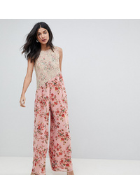 Combinaison pantalon en dentelle à fleurs rose Asos Tall