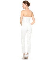 Combinaison pantalon en dentelle blanche Monique Lhuillier