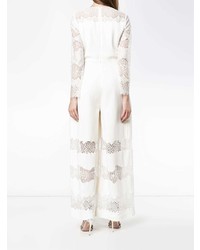 Combinaison pantalon en dentelle blanche Huishan Zhang