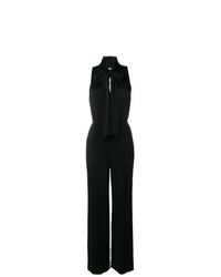 Combinaison pantalon en satin noire Dvf Diane Von Furstenberg