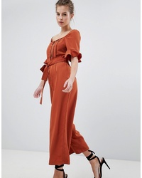 Combinaison pantalon en satin orange