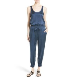 Combinaison pantalon en soie bleue