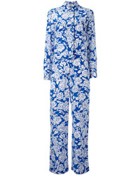 Combinaison pantalon en soie imprimée bleue MSGM
