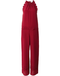 Combinaison pantalon en soie rouge RED Valentino