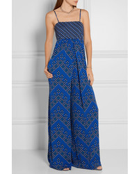 Combinaison pantalon imprimée bleue Diane von Furstenberg