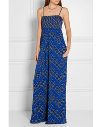 Combinaison pantalon imprimée bleue Diane von Furstenberg