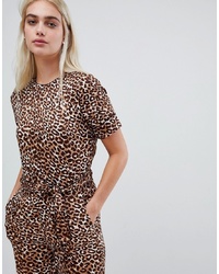 Combinaison pantalon imprimée léopard marron Pieces