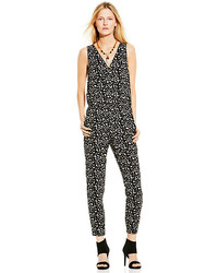 Combinaison pantalon imprimée léopard noire et blanche