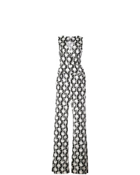 Combinaison pantalon imprimée noire et blanche Dvf Diane Von Furstenberg