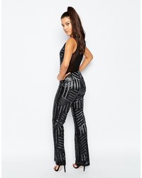 Combinaison pantalon pailletée noire Missguided