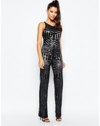 Combinaison pantalon pailletée noire Missguided