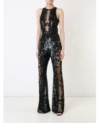 Combinaison pantalon pailletée noire Zuhair Murad