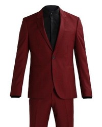 Costume à carreaux bordeaux Hugo Boss