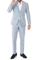Costume en seersucker bleu clair