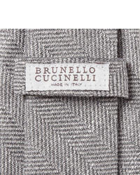 Cravate à chevrons grise Brunello Cucinelli