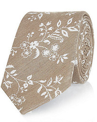 Cravate à fleurs beige
