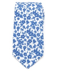 Cravate à fleurs blanc et bleu