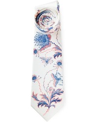Cravate à fleurs blanche Alexander McQueen