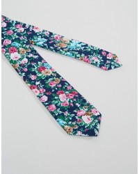Cravate à fleurs bleu canard Asos