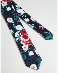 Cravate à fleurs bleu marine Asos