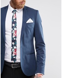 Cravate à fleurs bleu marine Asos