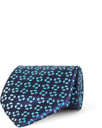 Cravate à fleurs bleu marine Charvet