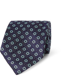 Cravate à fleurs bleu marine