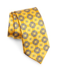Cravate à fleurs jaune