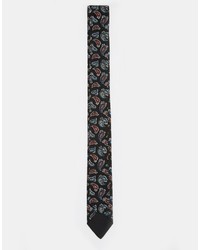 Cravate à fleurs noire Reclaimed Vintage