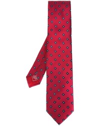 Cravate à fleurs rouge Brioni